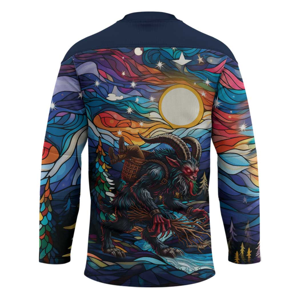 Stained Glass Krampus Hockey Jersey Folklore Horror Art - Wonder Print Shop