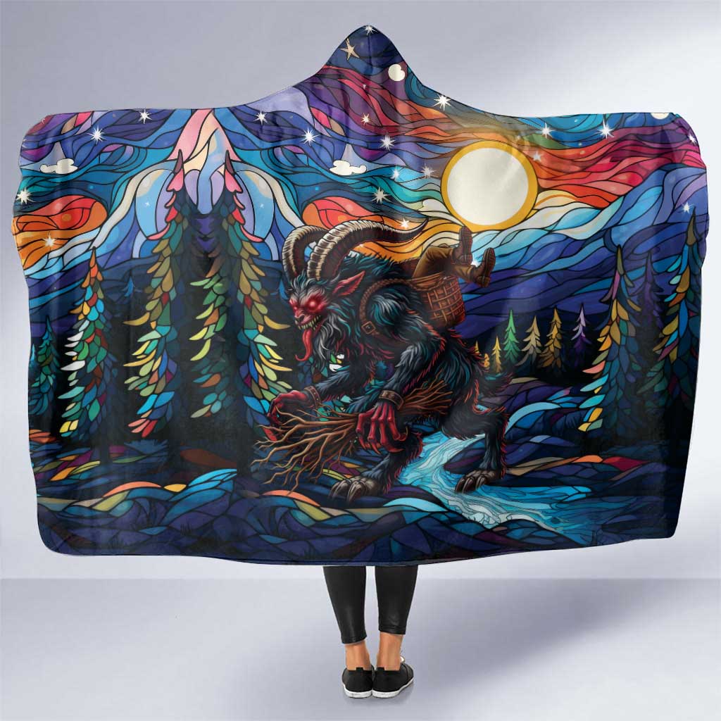 Stained Glass Krampus Hooded Blanket Folklore Horror Art - Wonder Print Shop