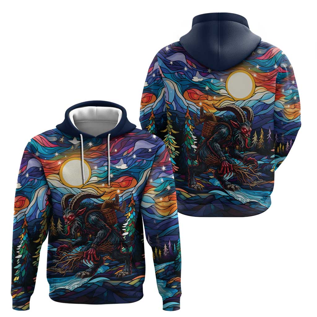 Stained Glass Krampus Hoodie Folklore Horror Art - Wonder Print Shop