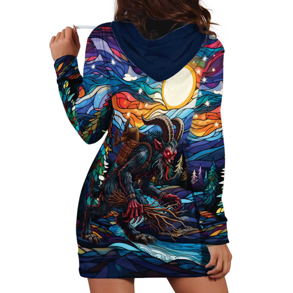 Stained Glass Krampus Hoodie Dress Folklore Horror Art - Wonder Print Shop