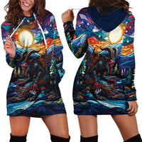 Stained Glass Krampus Hoodie Dress Folklore Horror Art - Wonder Print Shop