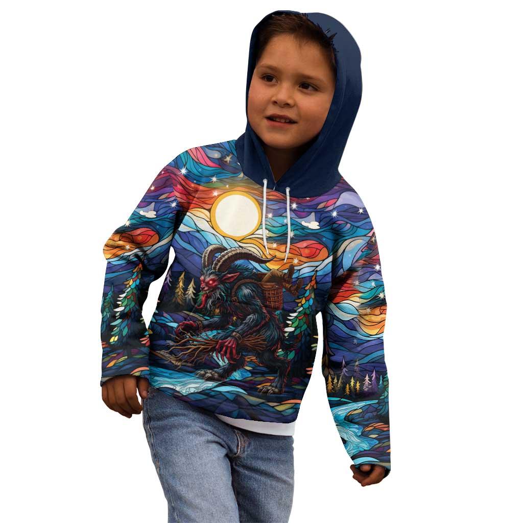 Stained Glass Krampus Kid Hoodie Folklore Horror Art - Wonder Print Shop