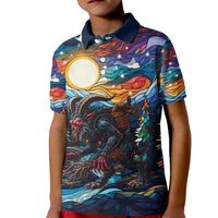 Stained Glass Krampus Kid Polo Shirt Folklore Horror Art - Wonder Print Shop