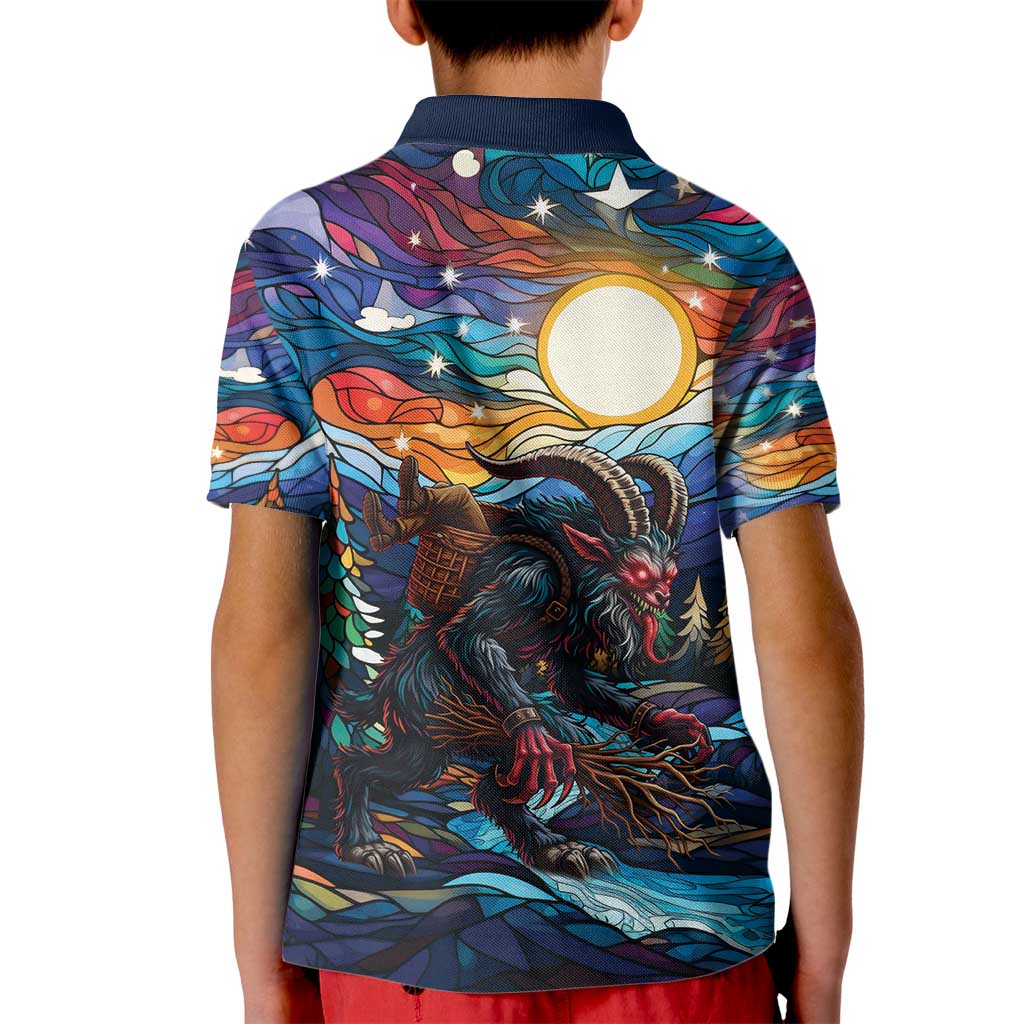 Stained Glass Krampus Kid Polo Shirt Folklore Horror Art - Wonder Print Shop