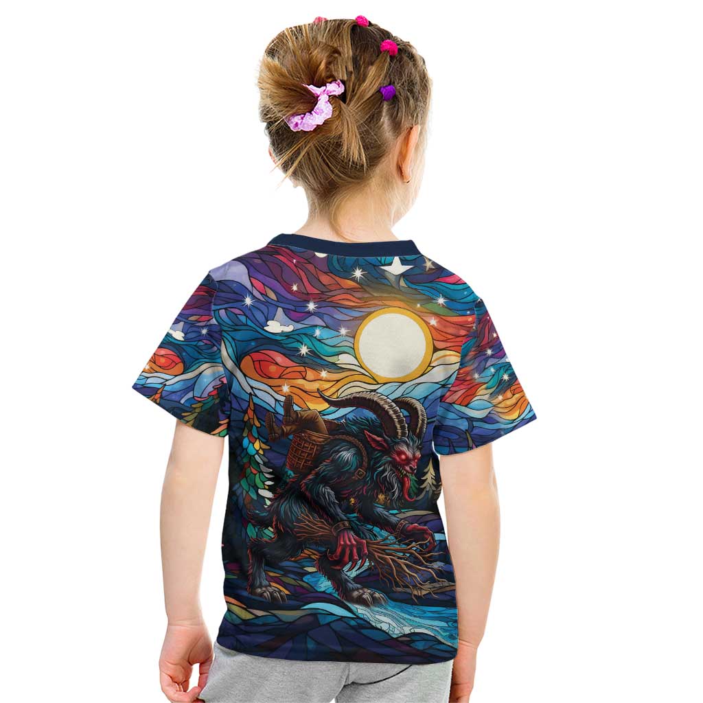 Stained Glass Krampus Kid T Shirt Folklore Horror Art - Wonder Print Shop
