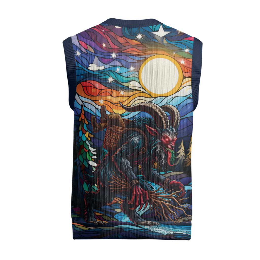 Stained Glass Krampus Christmas Knitted V-Neck Vest Folklore Horror Art - Wonder Print Shop