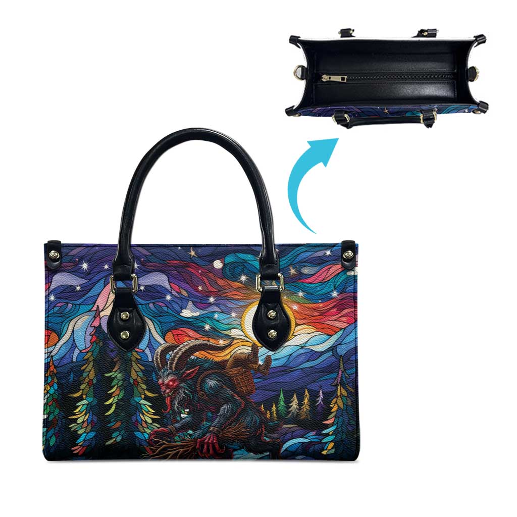 Stained Glass Krampus Leather Bag Folklore Horror Art - Wonder Print Shop