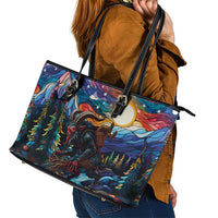 Stained Glass Krampus Leather Tote Bag Folklore Horror Art - Wonder Print Shop