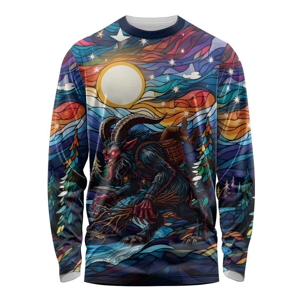 Stained Glass Krampus Long Sleeve Shirt Folklore Horror Art - Wonder Print Shop