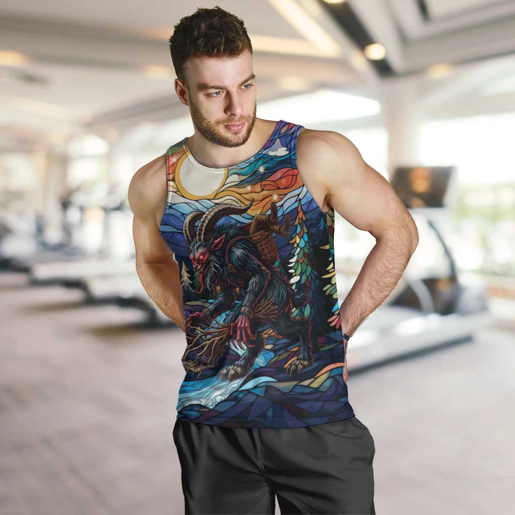 Stained Glass Krampus Men Tank Top Folklore Horror Art - Wonder Print Shop