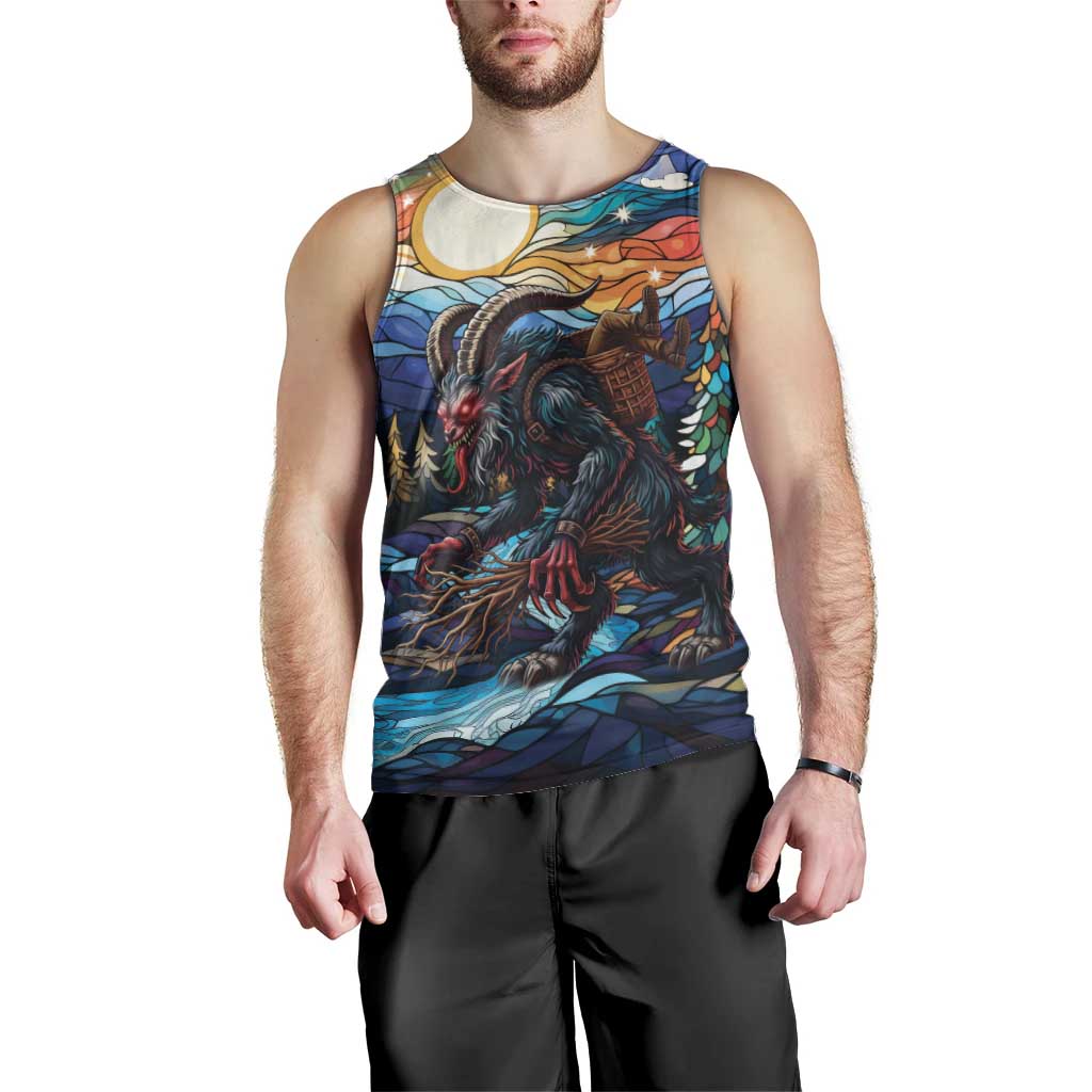 Stained Glass Krampus Men Tank Top Folklore Horror Art - Wonder Print Shop