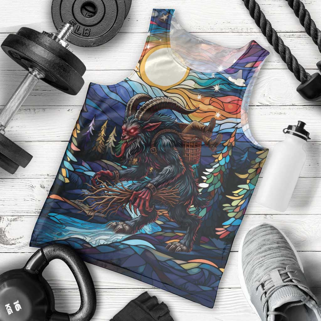 Stained Glass Krampus Men Tank Top Folklore Horror Art - Wonder Print Shop