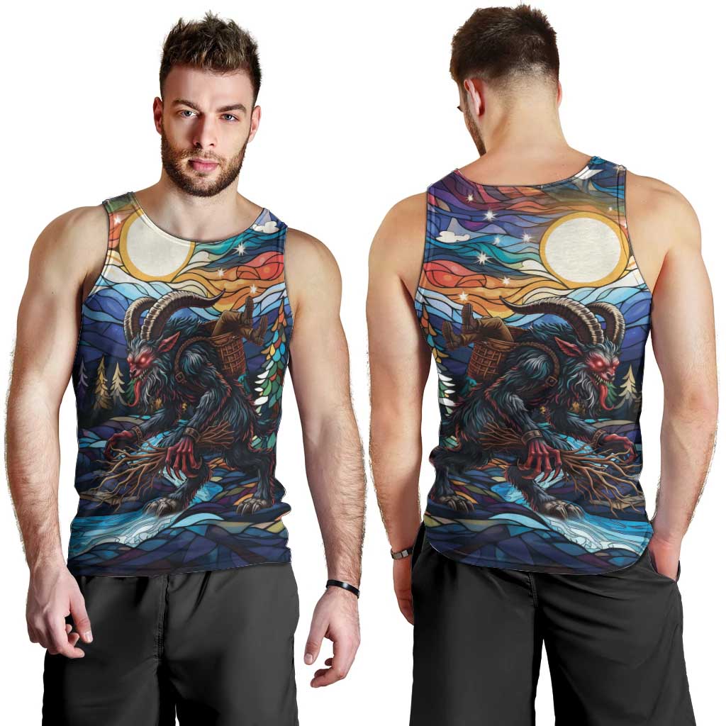 Stained Glass Krampus Men Tank Top Folklore Horror Art - Wonder Print Shop