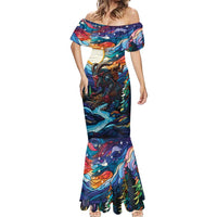 Stained Glass Krampus Mermaid Dress Folklore Horror Art - Wonder Print Shop