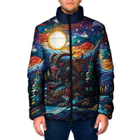 Stained Glass Krampus Padded Jacket Folklore Horror Art - Wonder Print Shop