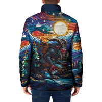 Stained Glass Krampus Padded Jacket Folklore Horror Art - Wonder Print Shop