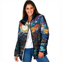 Stained Glass Krampus Padded Jacket Folklore Horror Art - Wonder Print Shop