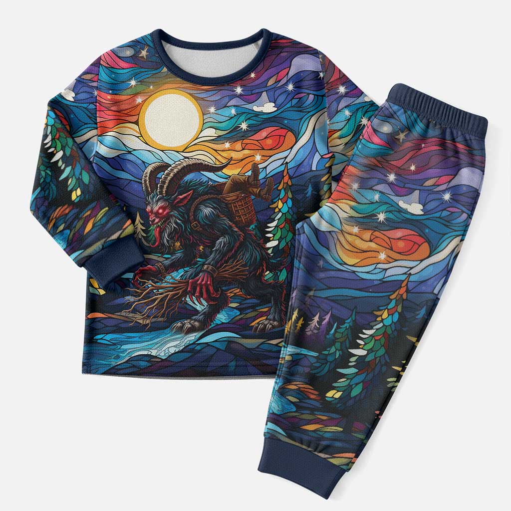 Stained Glass Krampus Christmas Pajama Set Folklore Horror Art - Wonder Print Shop