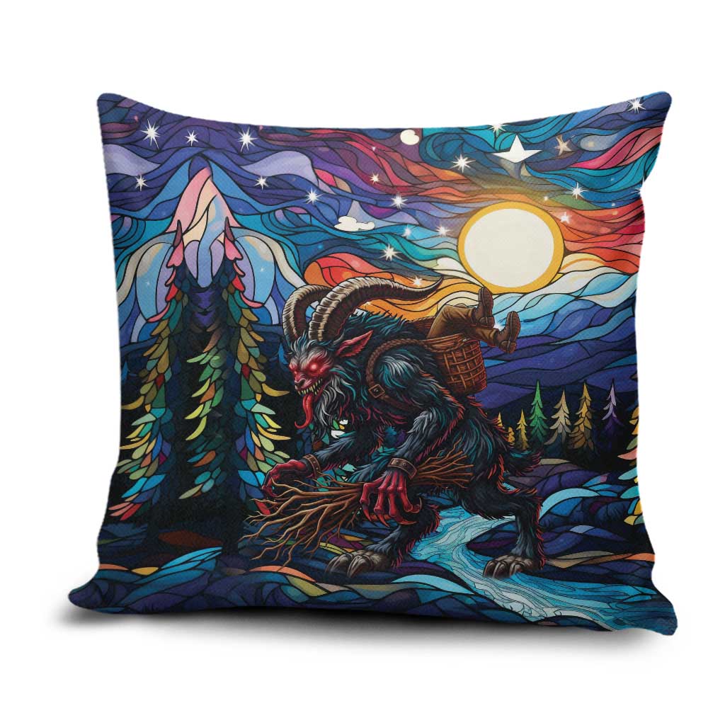 Stained Glass Krampus Pillow Cover Folklore Horror Art - Wonder Print Shop