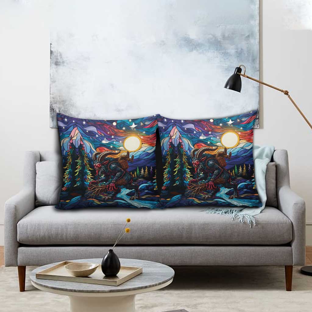 Stained Glass Krampus Pillow Cover Folklore Horror Art - Wonder Print Shop