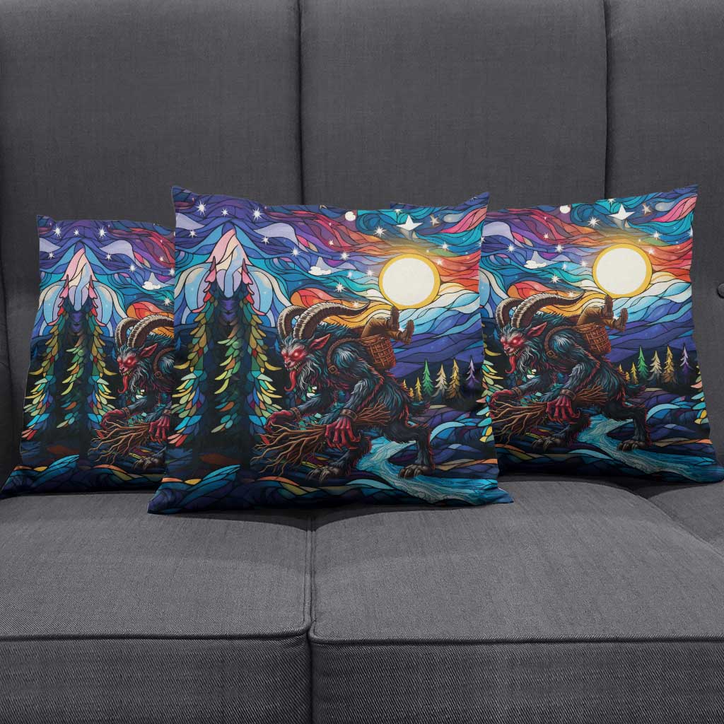 Stained Glass Krampus Pillow Cover Folklore Horror Art - Wonder Print Shop