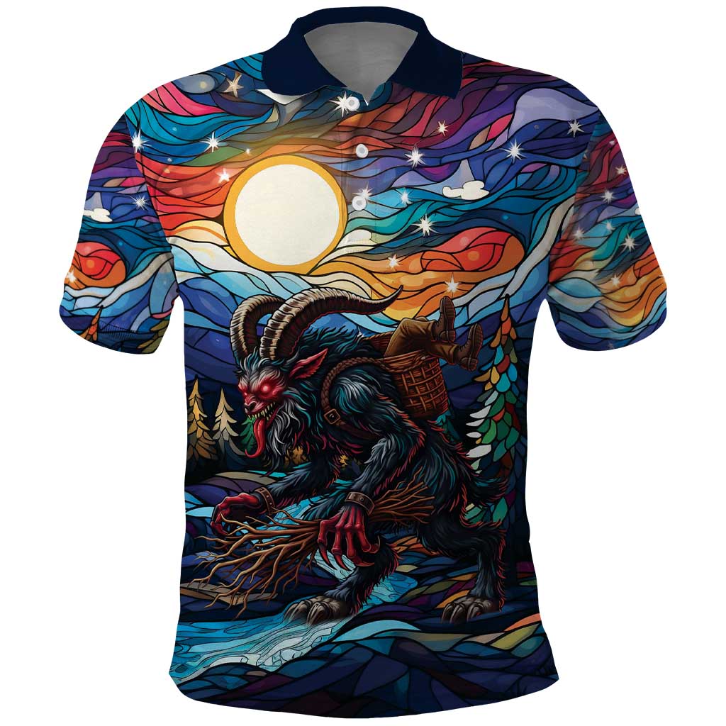 Stained Glass Krampus Polo Shirt Folklore Horror Art - Wonder Print Shop
