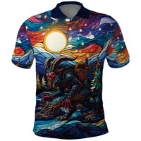 Stained Glass Krampus Polo Shirt Folklore Horror Art - Wonder Print Shop