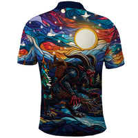 Stained Glass Krampus Polo Shirt Folklore Horror Art - Wonder Print Shop