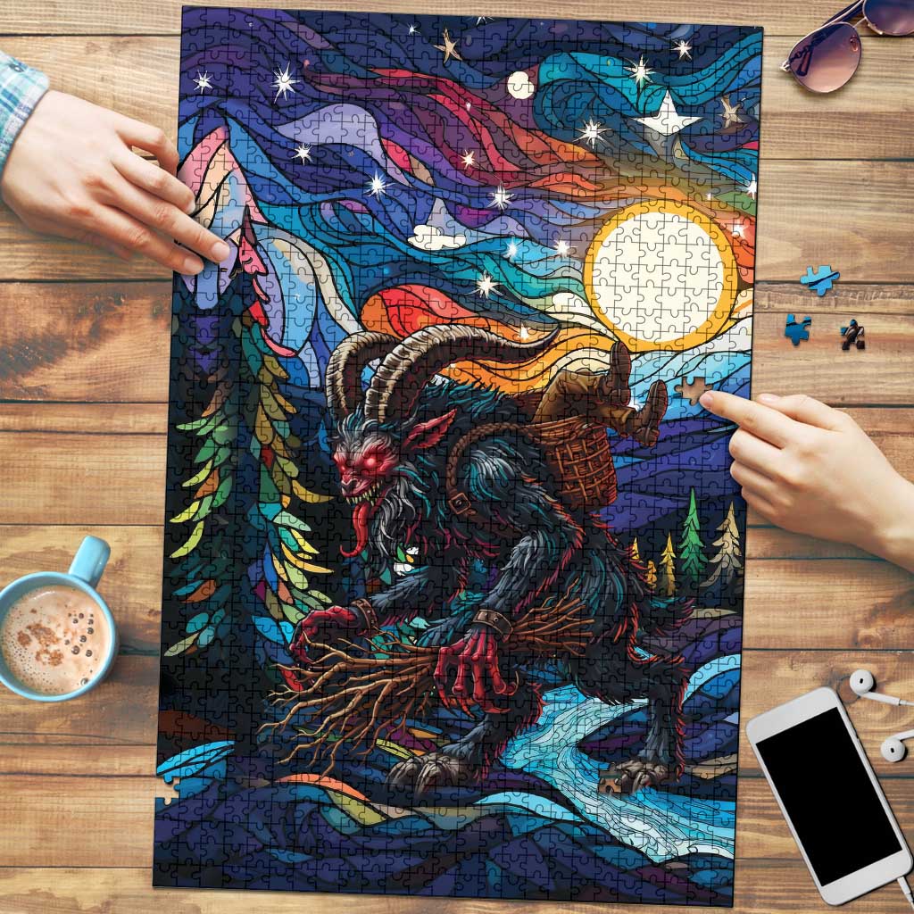 Stained Glass Krampus Puzzle Folklore Horror Art - Wonder Print Shop