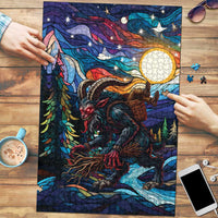 Stained Glass Krampus Puzzle Folklore Horror Art - Wonder Print Shop