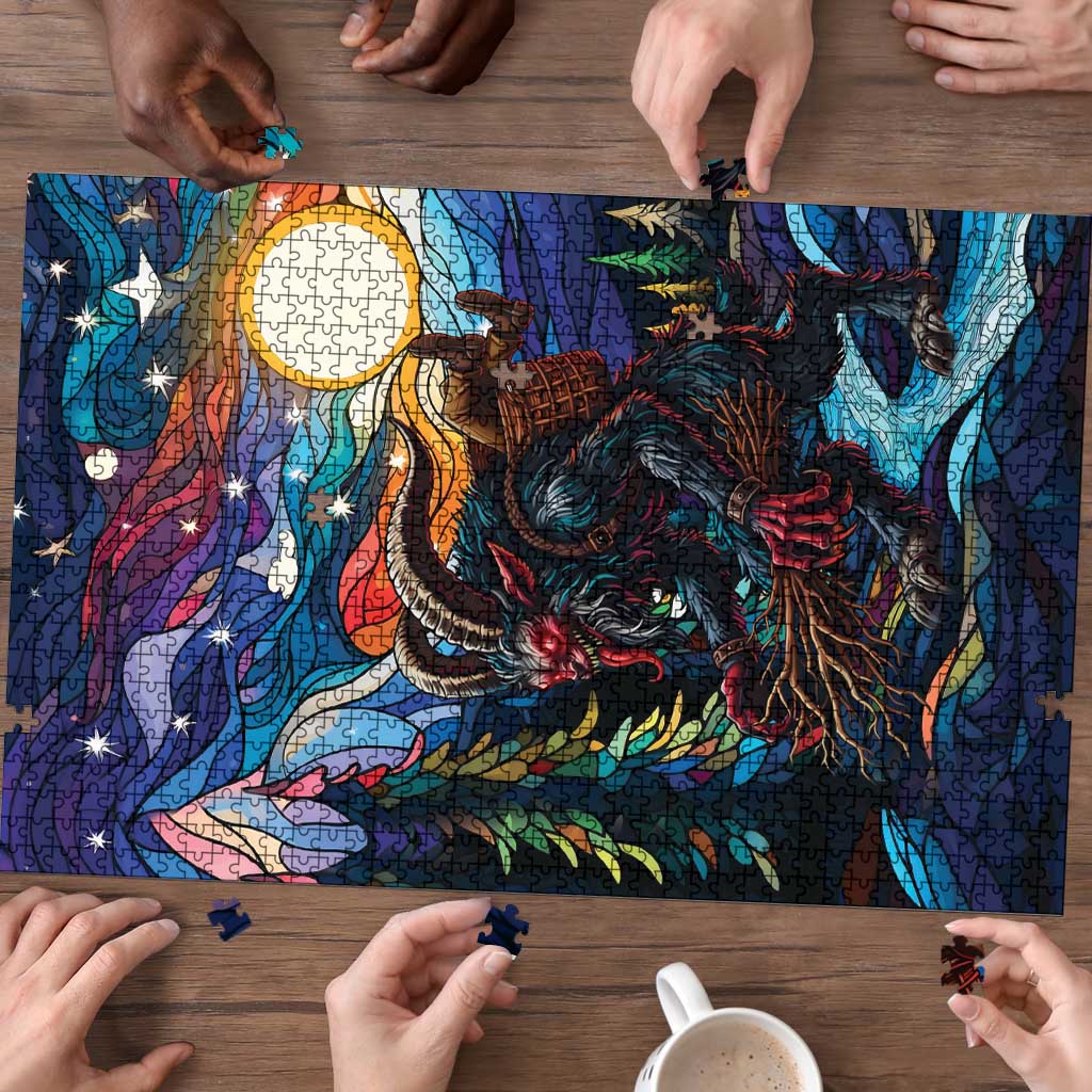 Stained Glass Krampus Puzzle Folklore Horror Art - Wonder Print Shop