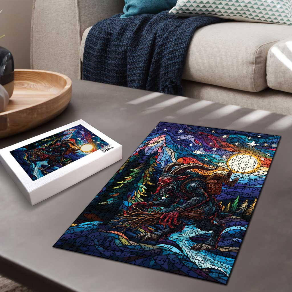 Stained Glass Krampus Puzzle Folklore Horror Art - Wonder Print Shop