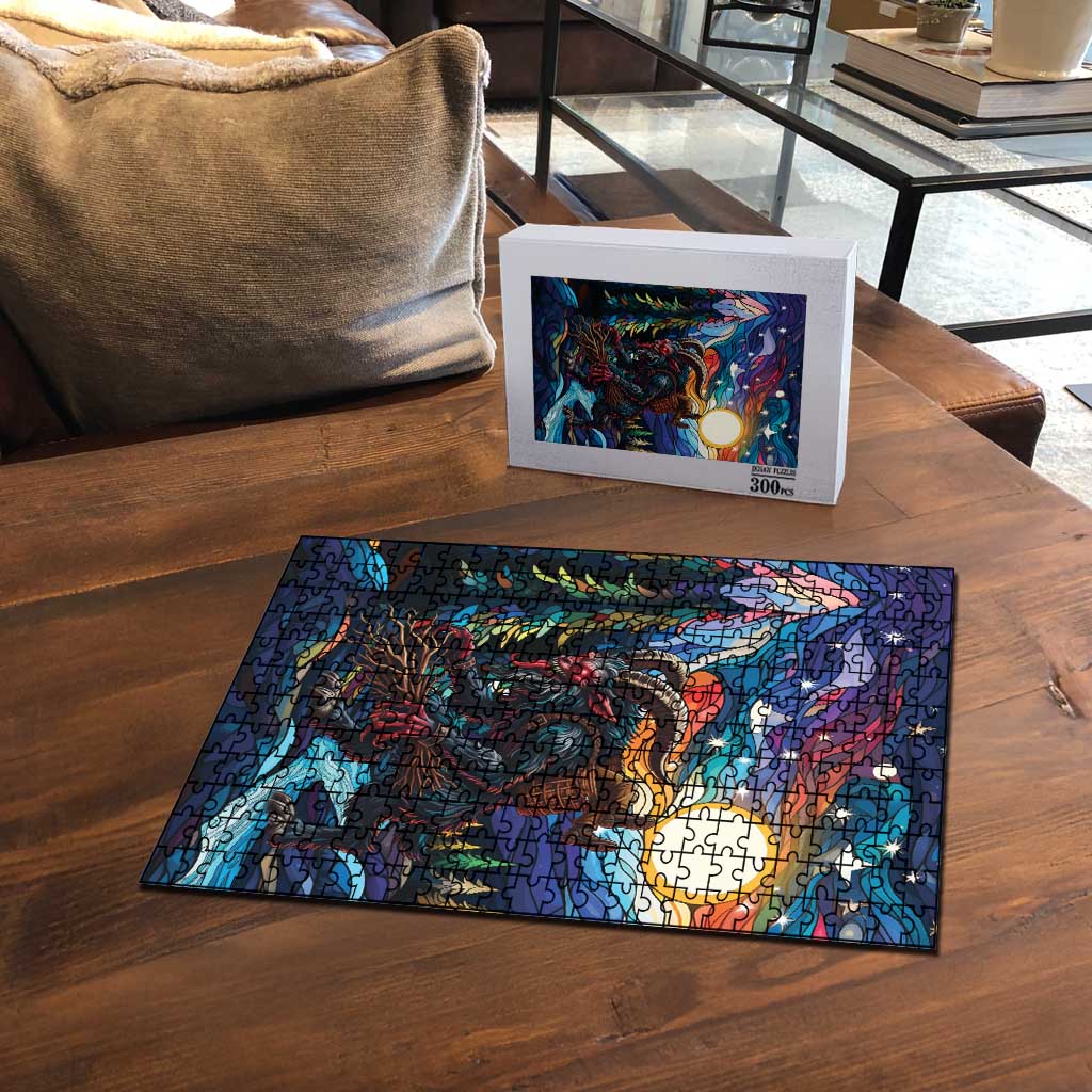 Stained Glass Krampus Puzzle Folklore Horror Art - Wonder Print Shop