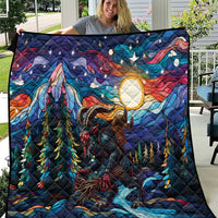 Stained Glass Krampus Quilt Folklore Horror Art - Wonder Print Shop