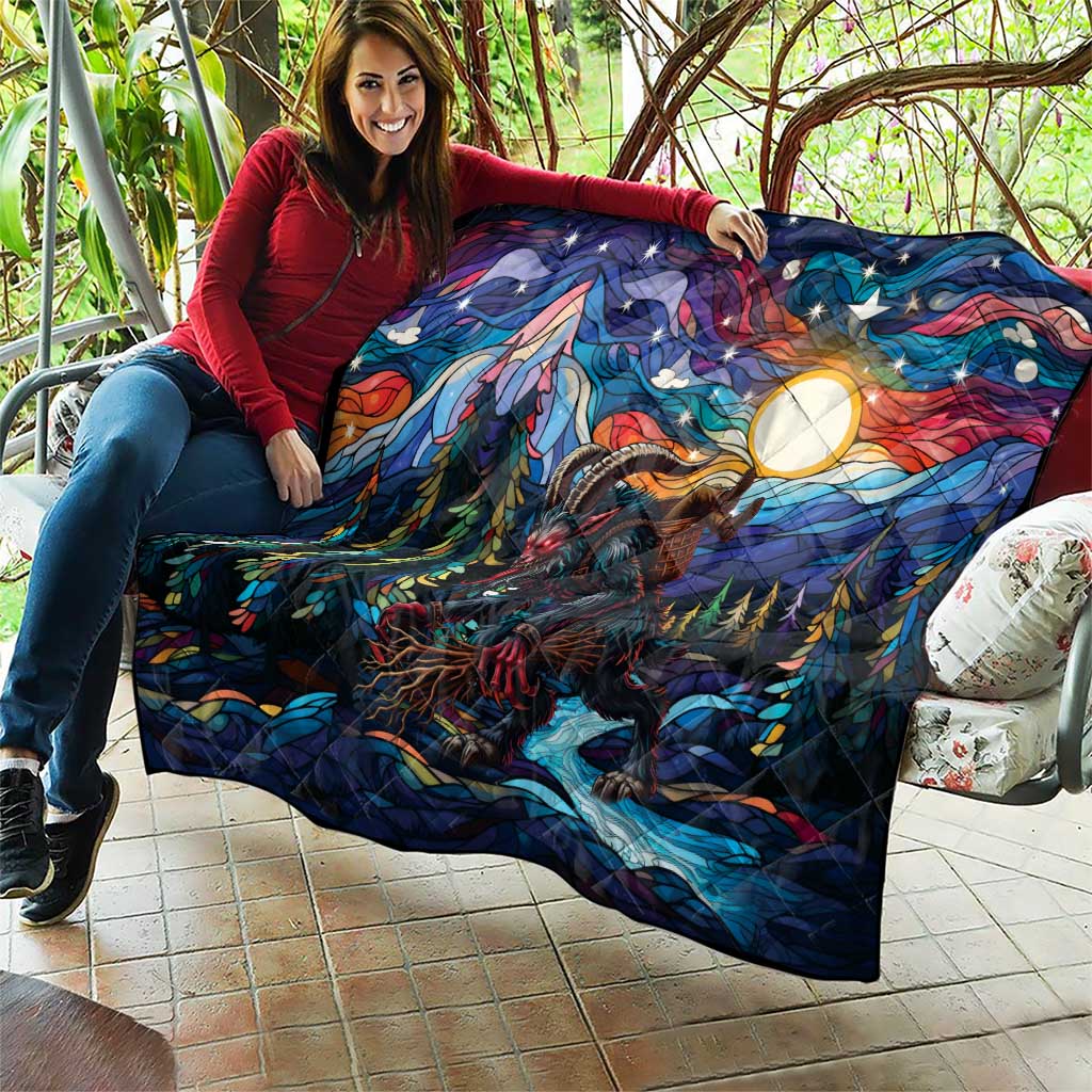 Stained Glass Krampus Quilt Folklore Horror Art - Wonder Print Shop