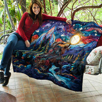 Stained Glass Krampus Quilt Folklore Horror Art - Wonder Print Shop