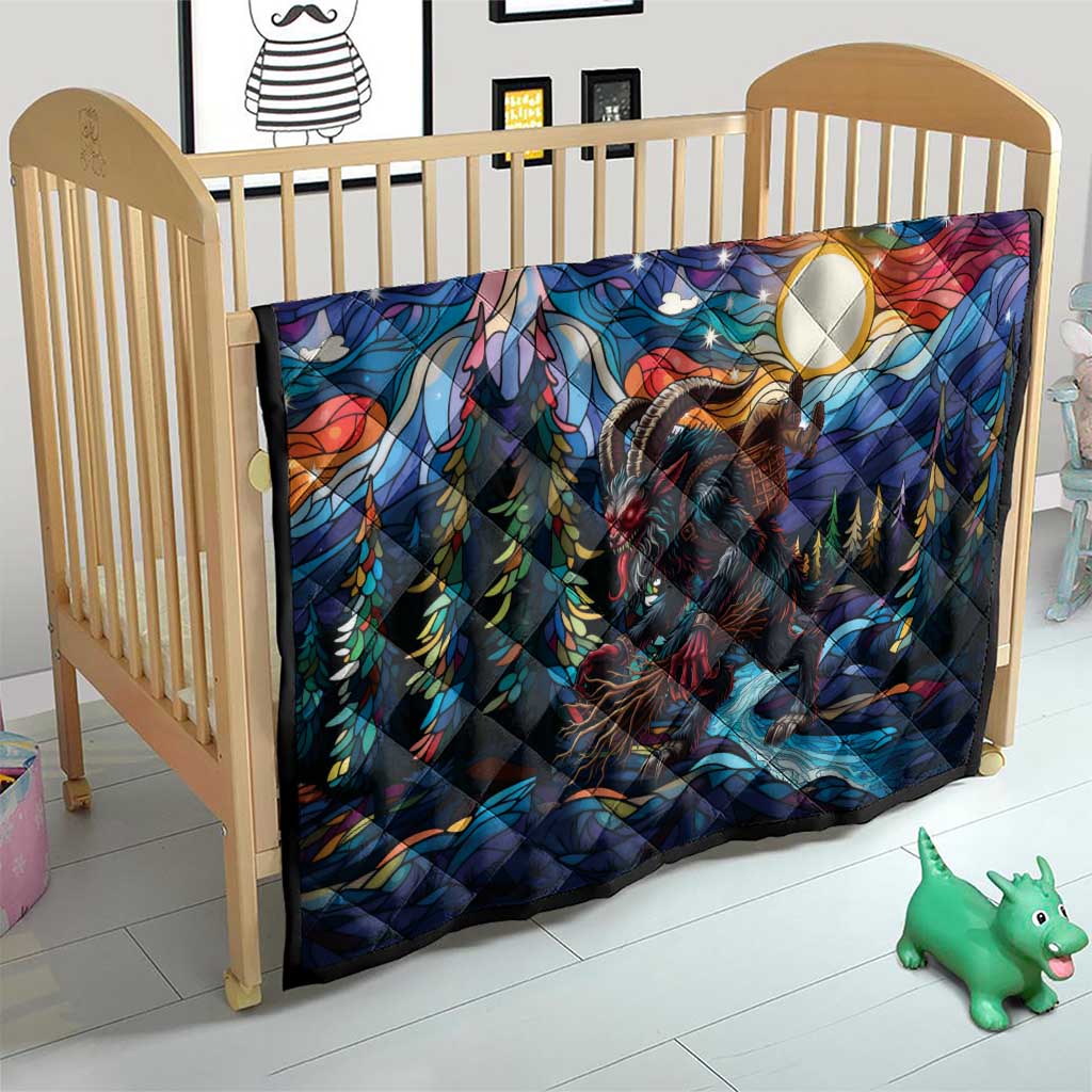 Stained Glass Krampus Quilt Folklore Horror Art - Wonder Print Shop