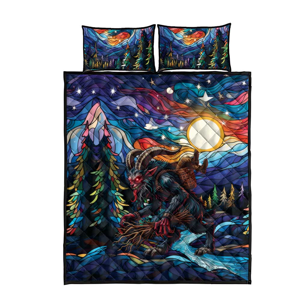 Stained Glass Krampus Quilt Bed Set Folklore Horror Art - Wonder Print Shop