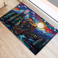 Stained Glass Krampus Rubber Doormat Folklore Horror Art - Wonder Print Shop