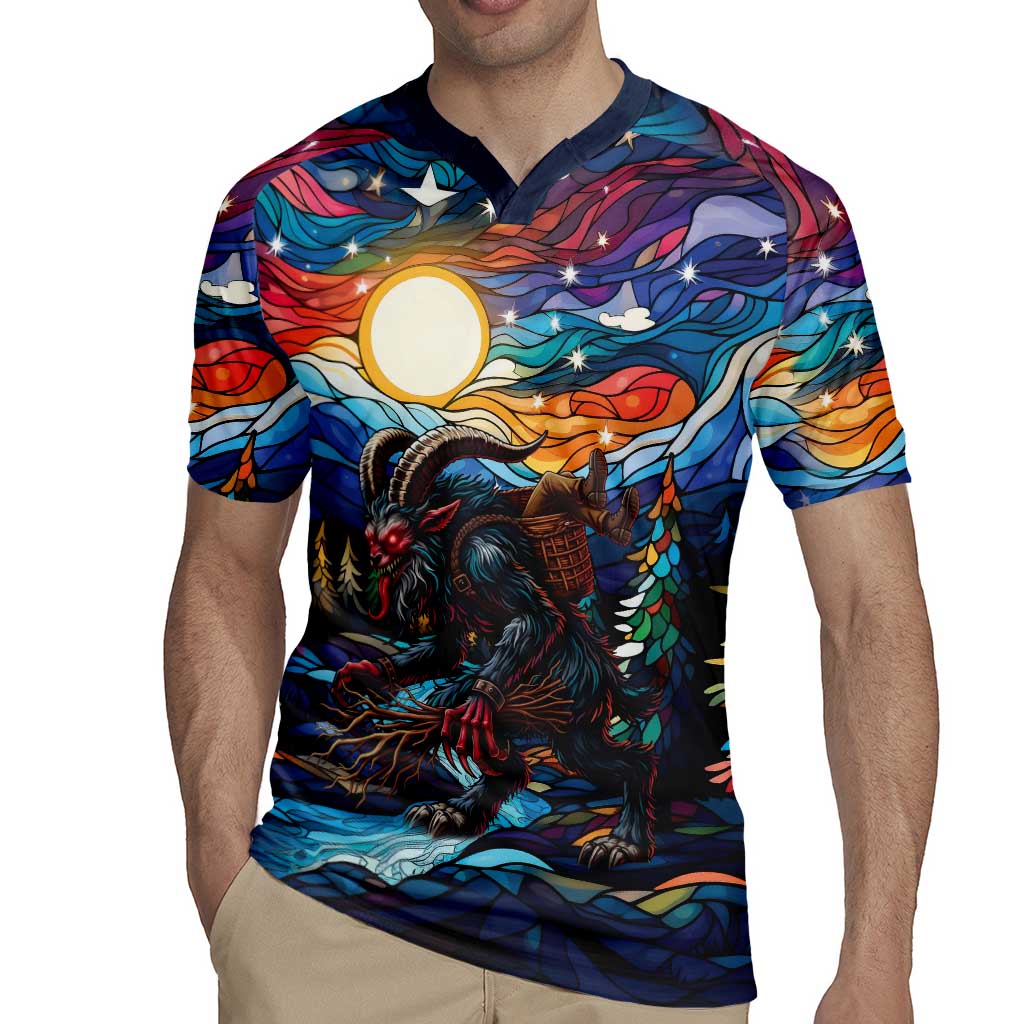 Stained Glass Krampus Rugby Jersey Folklore Horror Art - Wonder Print Shop