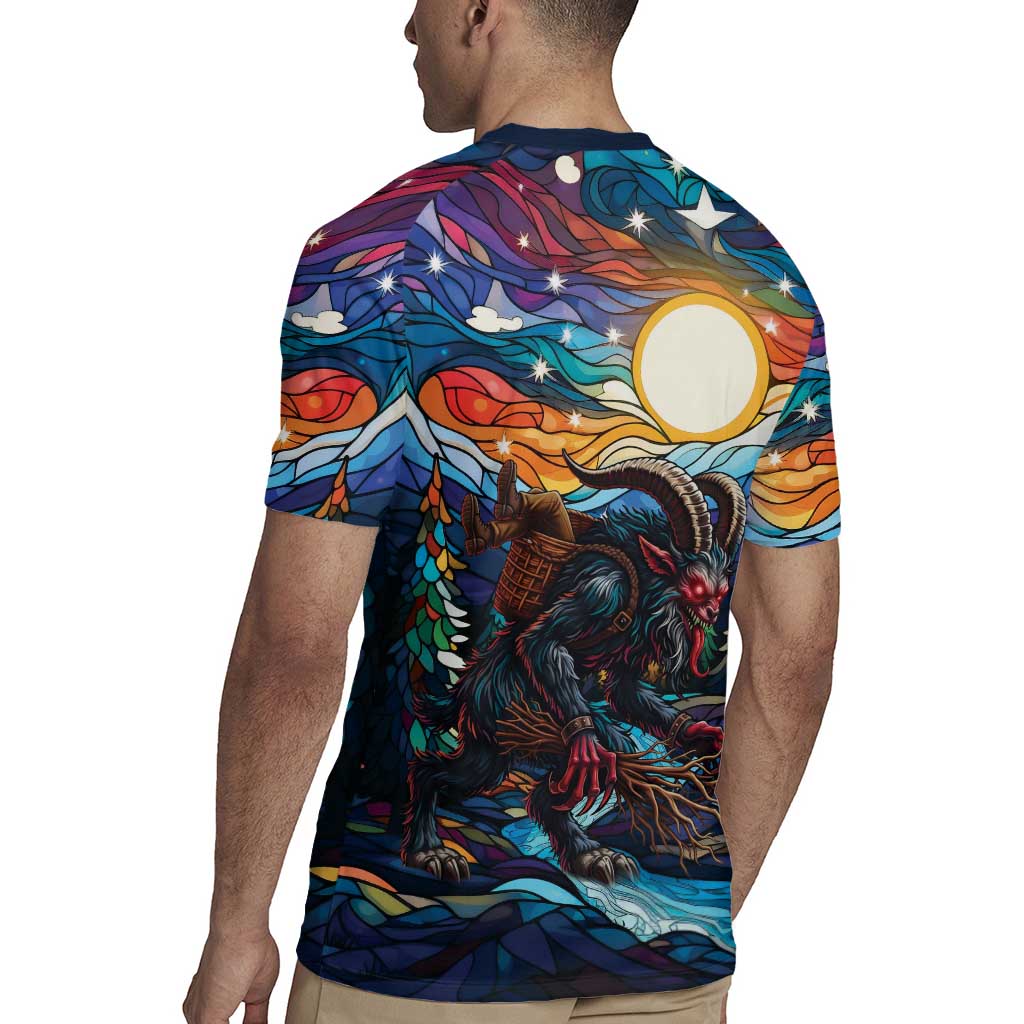 Stained Glass Krampus Rugby Jersey Folklore Horror Art - Wonder Print Shop