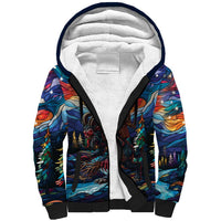 Stained Glass Krampus Sherpa Hoodie Folklore Horror Art - Wonder Print Shop