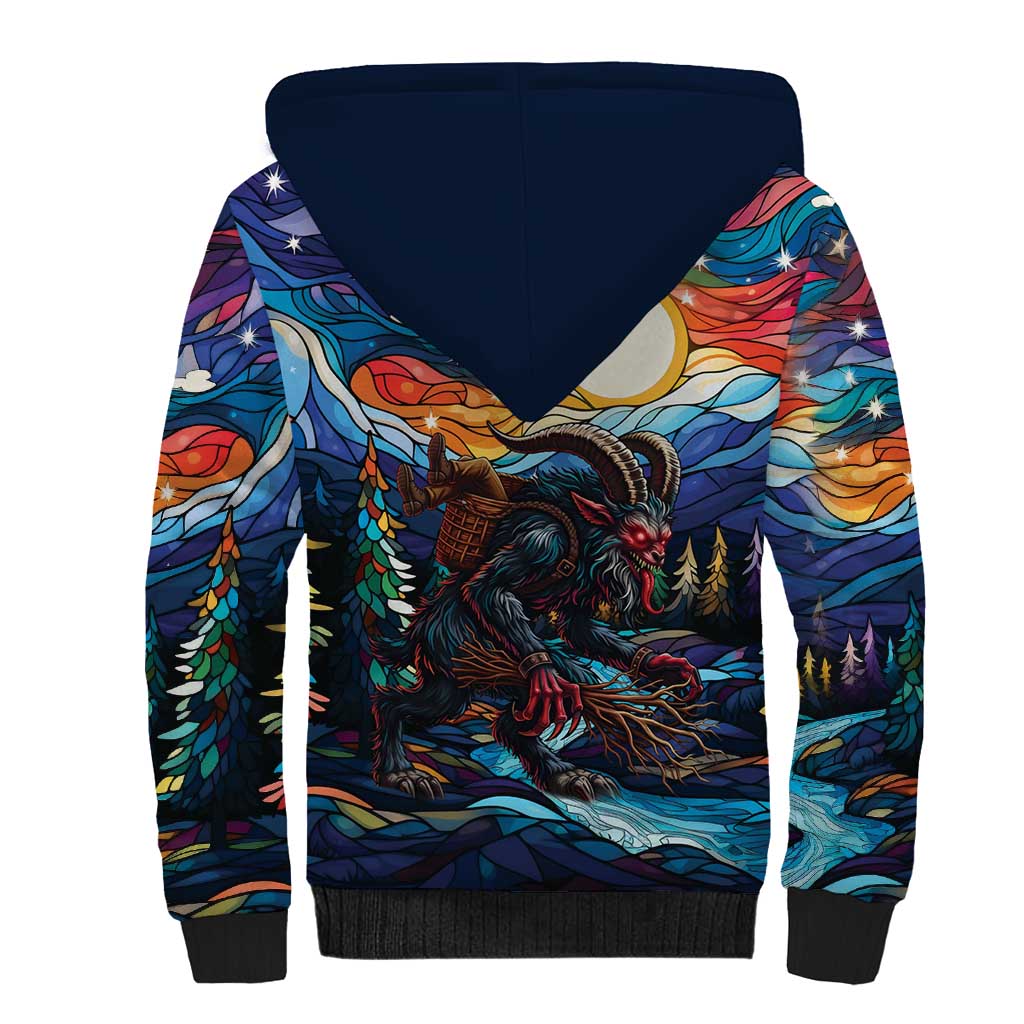 Stained Glass Krampus Sherpa Hoodie Folklore Horror Art - Wonder Print Shop