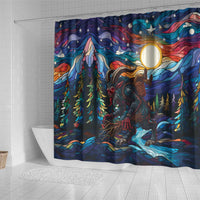 Stained Glass Krampus Shower Curtain Folklore Horror Art - Wonder Print Shop
