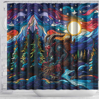 Stained Glass Krampus Shower Curtain Folklore Horror Art - Wonder Print Shop