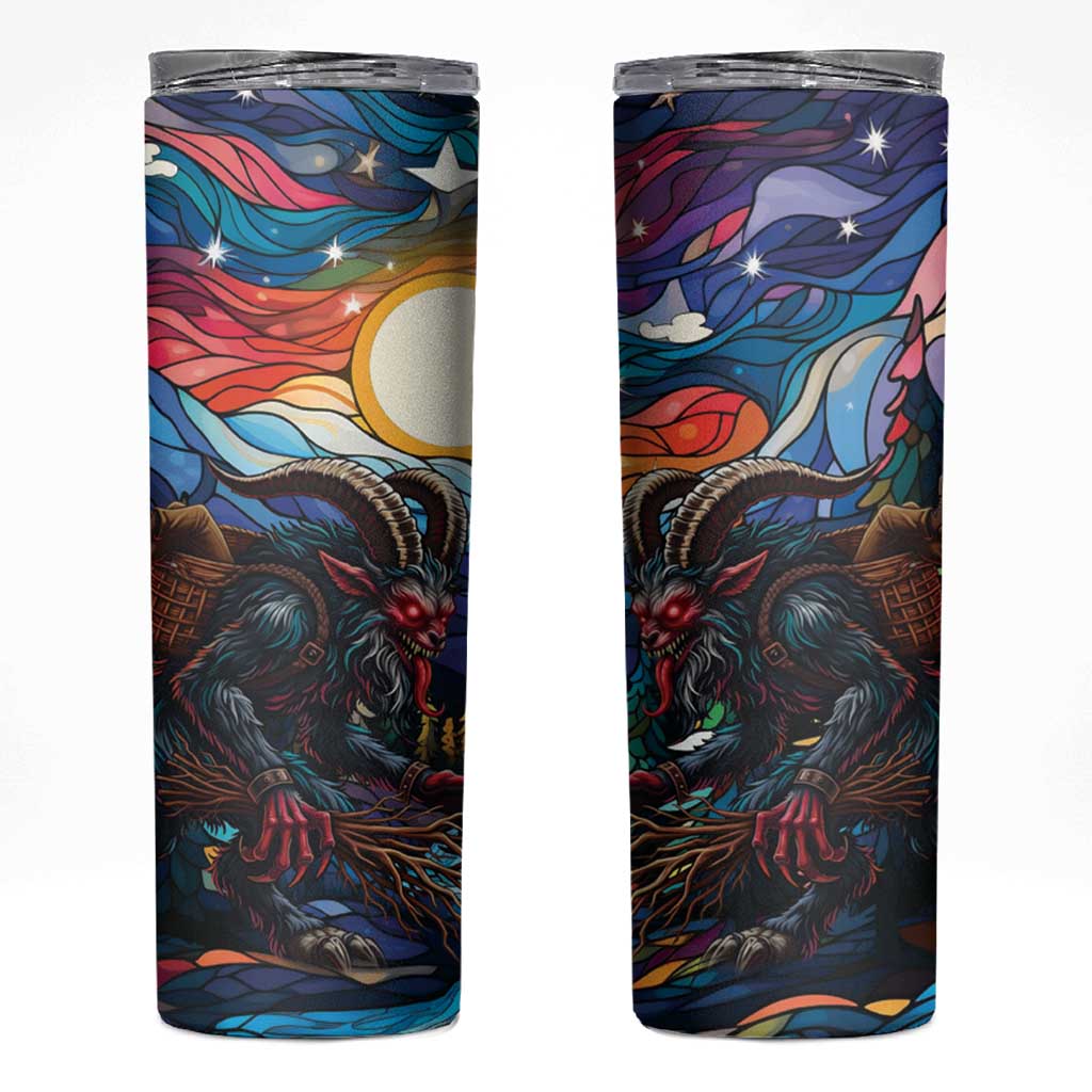 Stained Glass Krampus Skinny Tumbler Folklore Horror Art - Wonder Print Shop