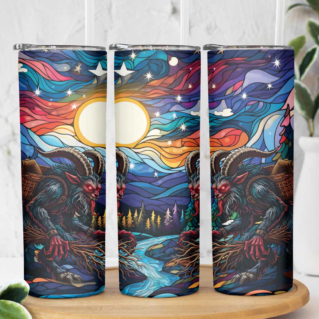 Stained Glass Krampus Skinny Tumbler Folklore Horror Art - Wonder Print Shop
