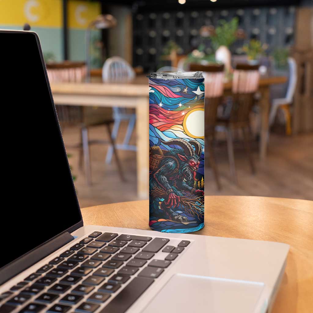 Stained Glass Krampus Skinny Tumbler Folklore Horror Art - Wonder Print Shop