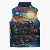 Stained Glass Krampus Sleeveless Puffer Jacket Folklore Horror Art - Wonder Print Shop