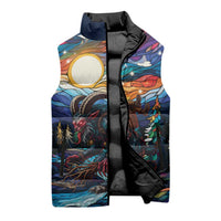 Stained Glass Krampus Sleeveless Puffer Jacket Folklore Horror Art - Wonder Print Shop